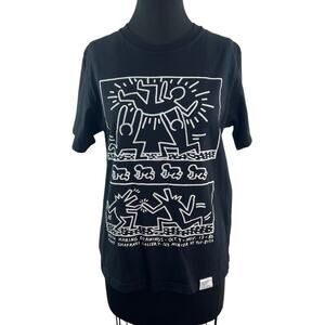 Uniqlo Keith Haring First Exhibition Black White Top Cotton Crew Size S Small